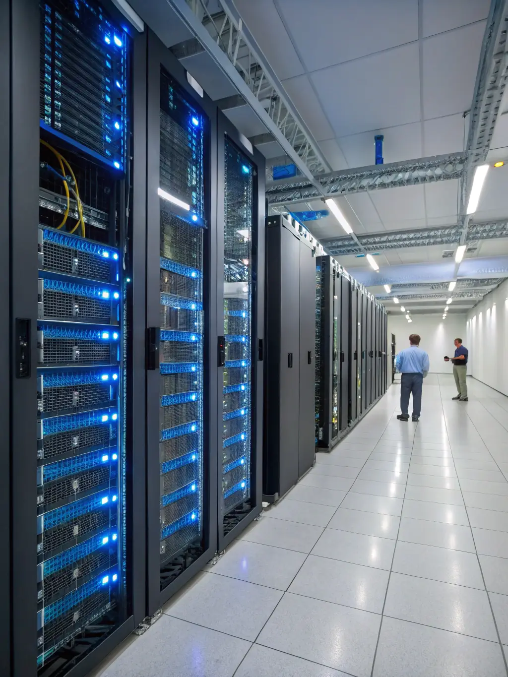 An image depicting a secure data center with servers and network equipment, emphasizing the importance of secure infrastructure for federal agencies.